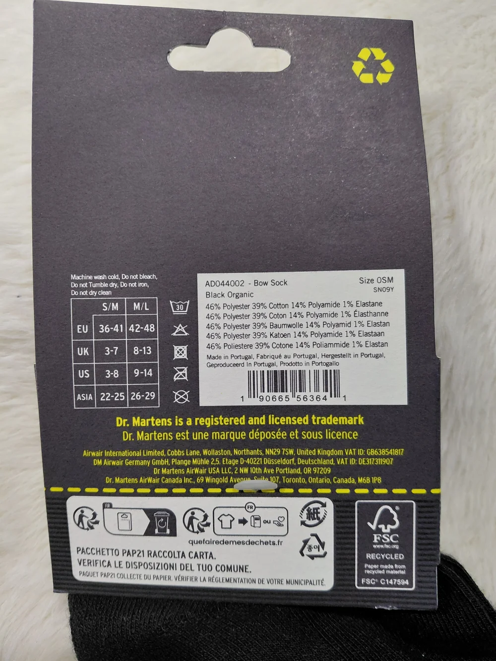 NWT Dr. Martens S/M Black Ankle Socks